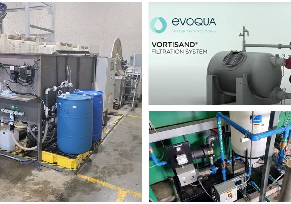 A collage of photos with various water treatment equipment.